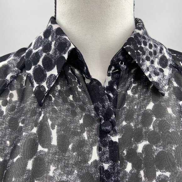 CAbi Sz S Sheer Long Sleeve Button Up Blouse Oversize Shirt Romantic Goth Black - Picture 9 of 9